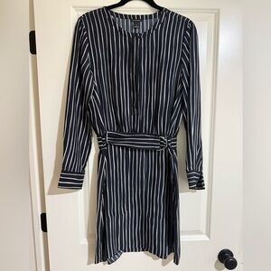 Club Monaco striped LS belted dress size 8